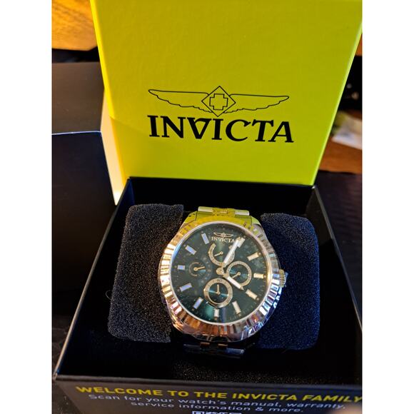 INVICTA Specialty Watch 49539 Two Tone Gold and Silver Tone 43mm Black Face - Picture 1 of 3